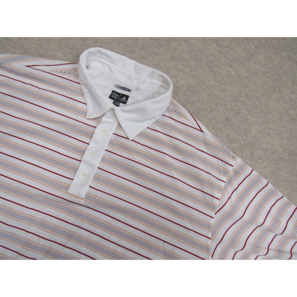 Adidas ClimaCool Mens XXL Polo Shirt White Striped Golf Performance 576401